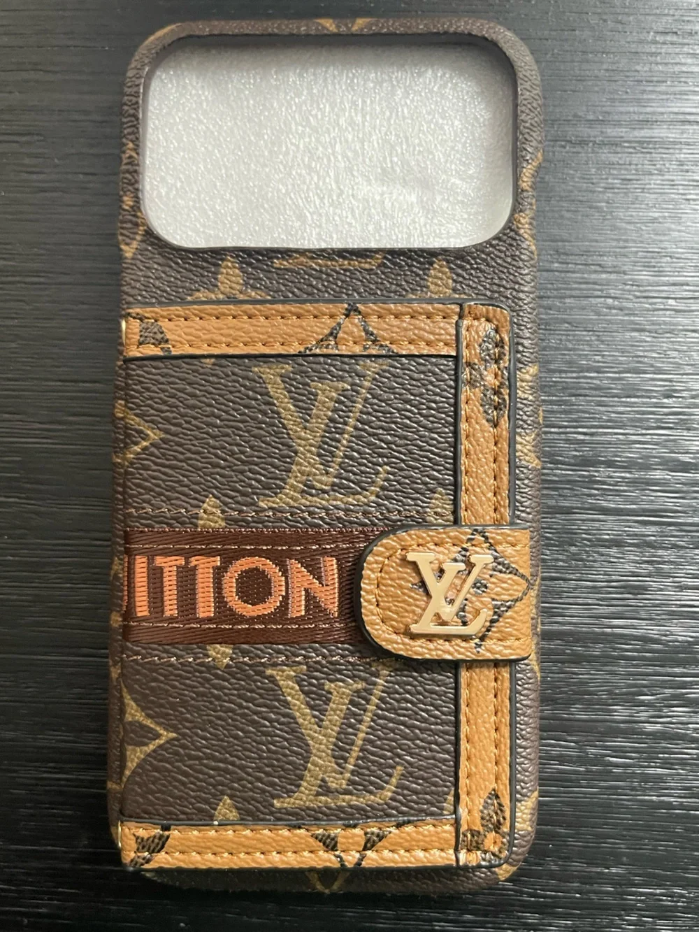 Louis Vuitton Brown Monogram Leather Phone Case with Strap